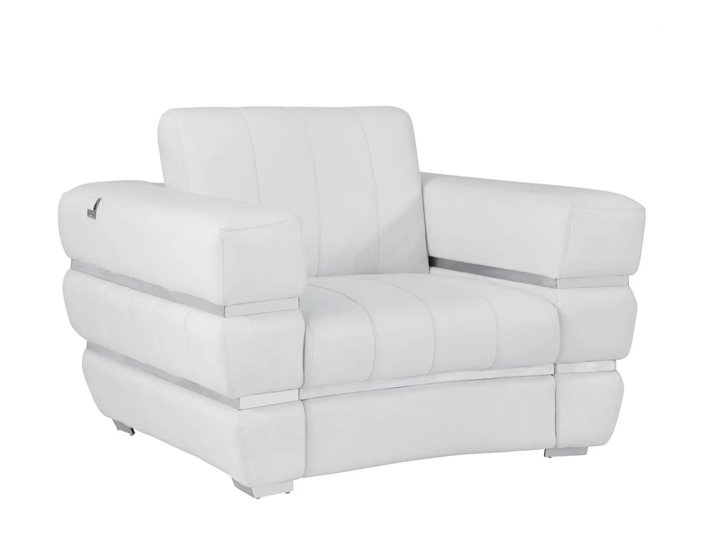 Winter White Stripe Top Grade Italian Leather Chair - Homeroots - Flyclothing LLC