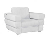 Winter White Stripe Top Grade Italian Leather Chair - Homeroots - Flyclothing LLC