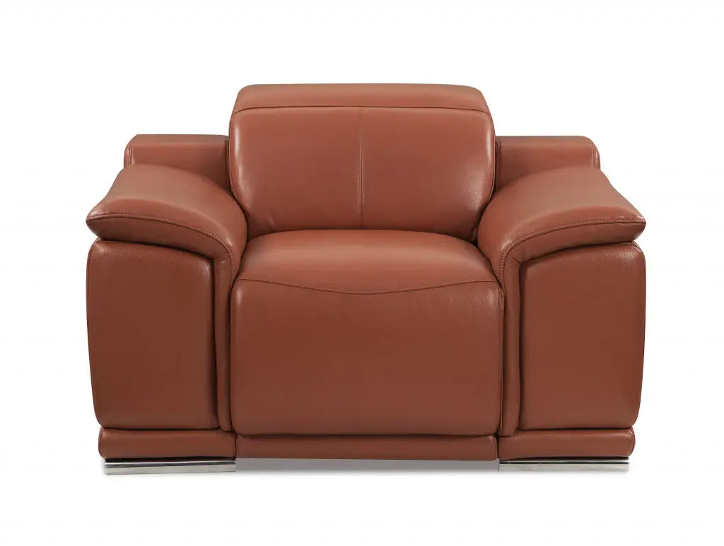 Mod Camel Brown Italian Leather Recliner Chair - Homeroots - Flyclothing LLC