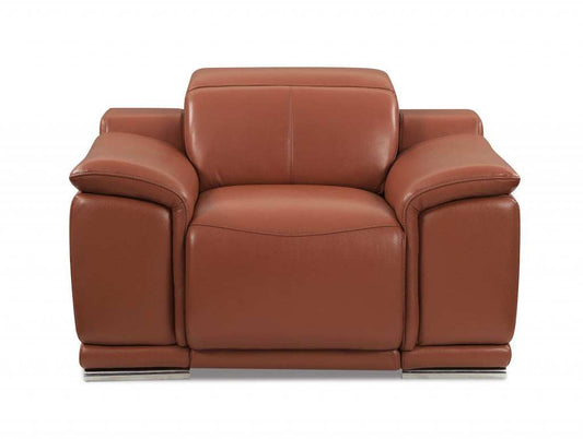Mod Camel Brown Italian Leather Recliner Chair - Homeroots - Flyclothing LLC