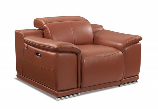 Mod Camel Brown Italian Leather Recliner Chair - Homeroots - Flyclothing LLC