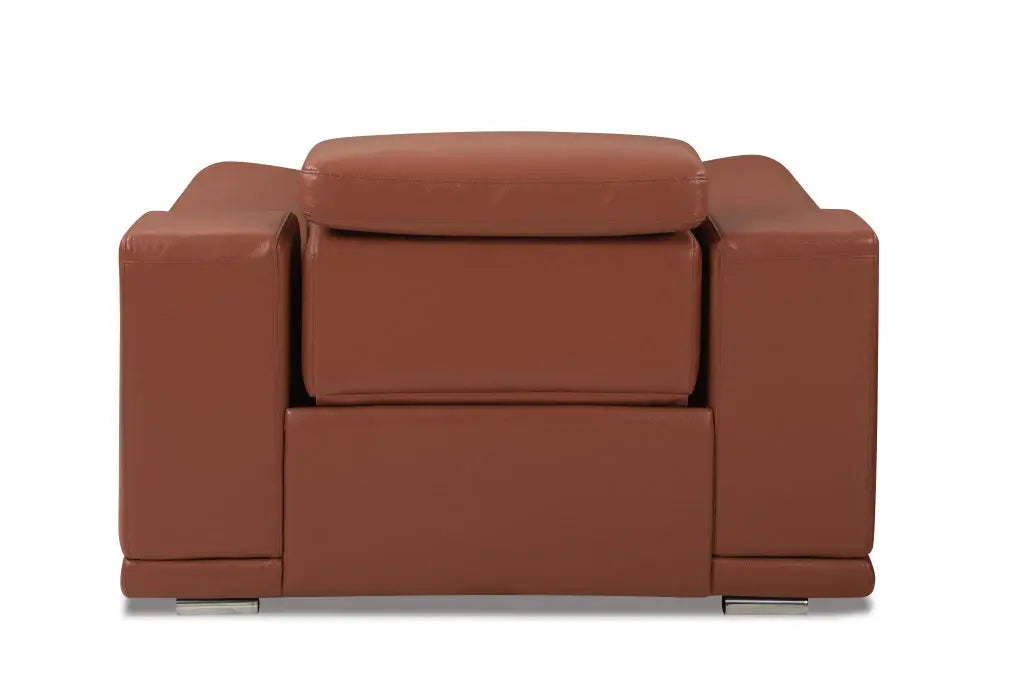 Mod Camel Brown Italian Leather Recliner Chair - Homeroots - Flyclothing LLC