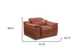 Mod Camel Brown Italian Leather Recliner Chair - Homeroots - Flyclothing LLC