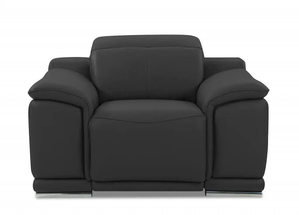 Mod Charcoal Gray Italian Leather Recliner Chair - Homeroots - Flyclothing LLC