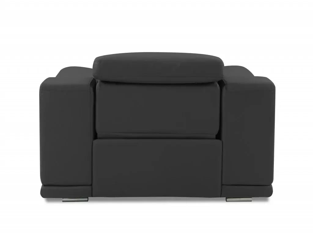 Mod Charcoal Gray Italian Leather Recliner Chair - Homeroots - Flyclothing LLC