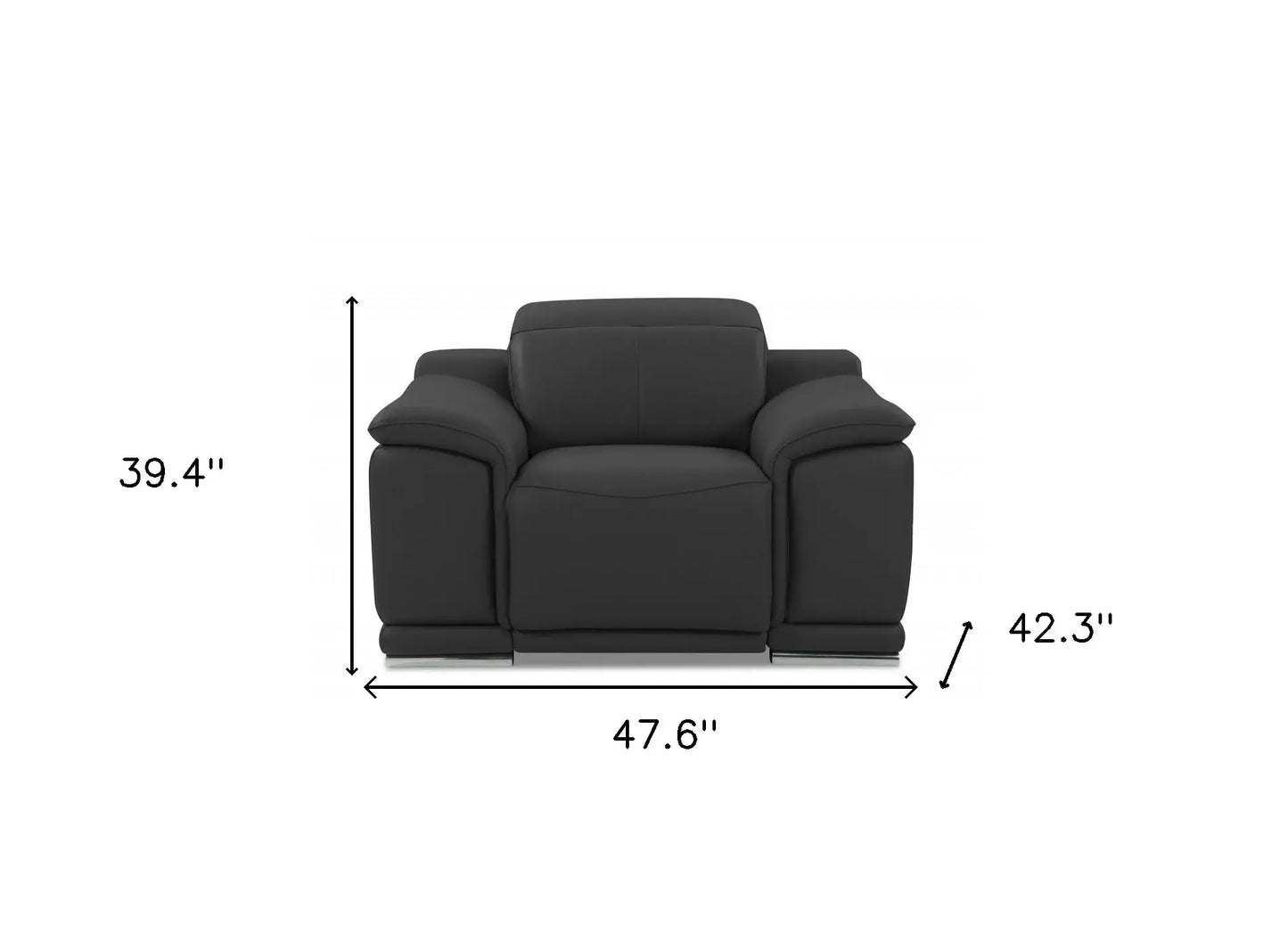 Mod Charcoal Gray Italian Leather Recliner Chair - Homeroots - Flyclothing LLC