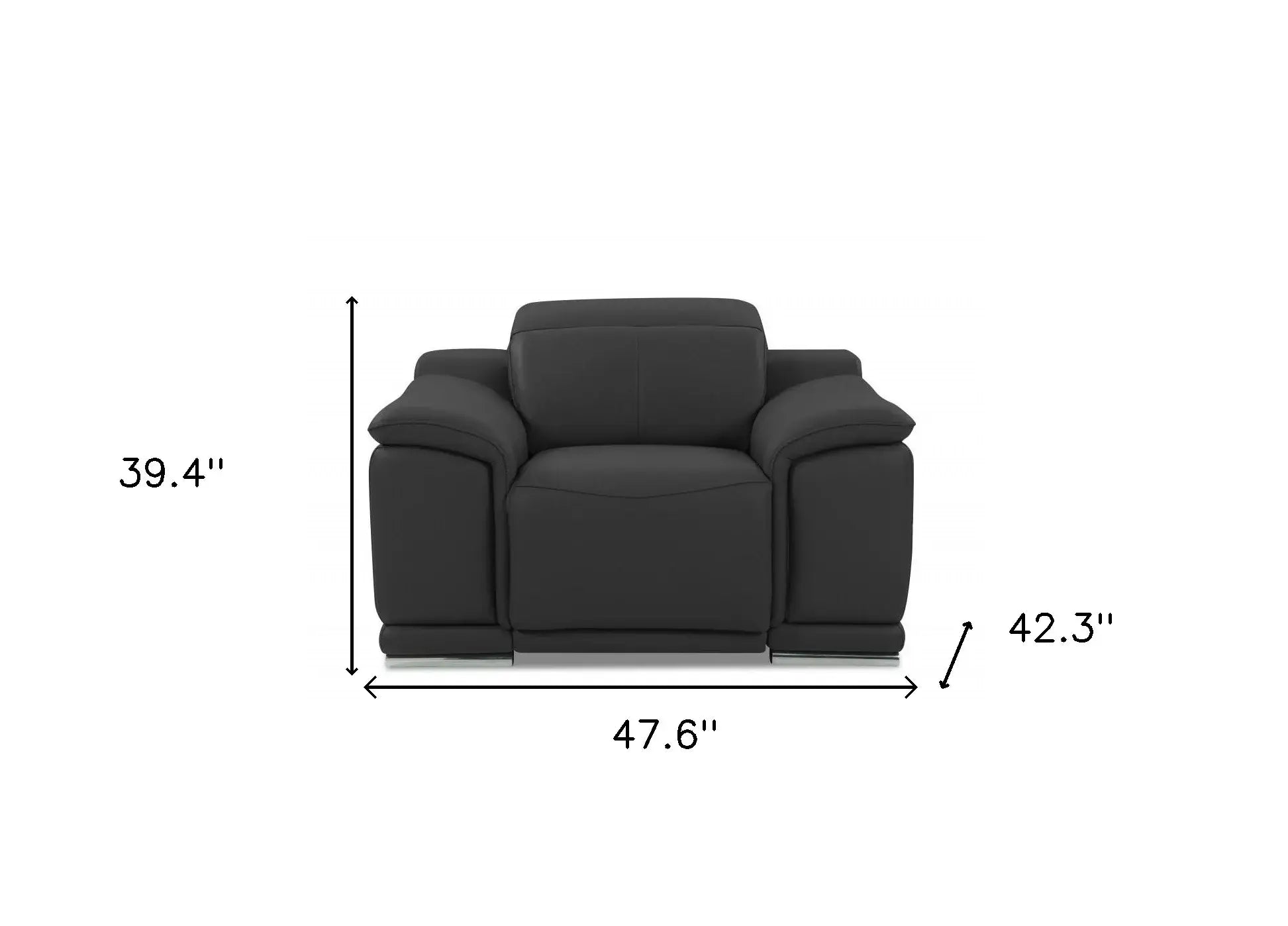 Mod Charcoal Gray Italian Leather Recliner Chair - Homeroots - Flyclothing LLC