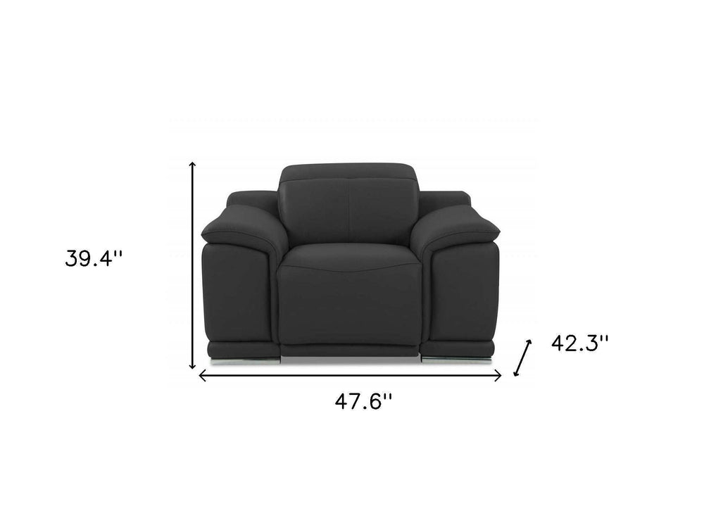 Mod Charcoal Gray Italian Leather Recliner Chair - Homeroots - Flyclothing LLC
