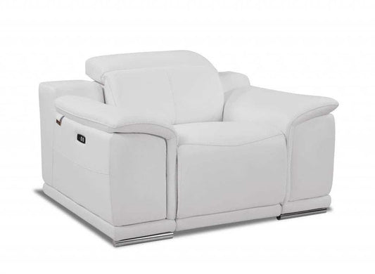 Mod Winter White Italian Leather Recliner Chair - Homeroots - Flyclothing LLC