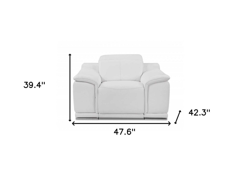 Mod Winter White Italian Leather Recliner Chair - Homeroots - Flyclothing LLC