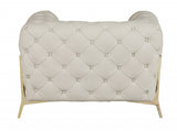45" Beige And Gold Italian Leather Tufted Chesterfield Chair - Homeroots