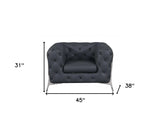 Glam Gray and Chrome Tufted Leather Armchair - Homeroots - Flyclothing LLC