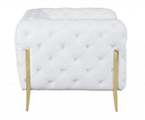 Glam White and Gold Tufted Leather Armchair - Homeroots - Flyclothing LLC