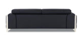 89" Black Italian Leather Sofa With Silver Legs - Homeroots - Flyclothing LLC