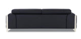 89" Black Italian Leather Sofa With Silver Legs - Homeroots