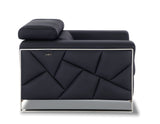 89" Black Italian Leather Sofa With Silver Legs - Homeroots - Flyclothing LLC