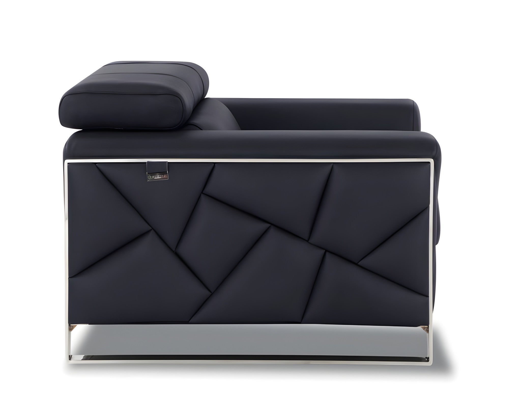 89" Black Italian Leather Sofa With Silver Legs - Homeroots - Flyclothing LLC