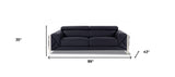 89" Black Italian Leather Sofa With Silver Legs - Homeroots - Flyclothing LLC