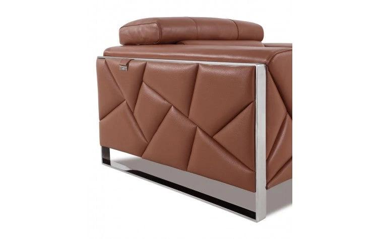 89" Camel Italian Leather Sofa With Silver Legs - Homeroots - Flyclothing LLC