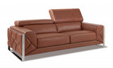 89" Camel Italian Leather Sofa With Silver Legs - Homeroots