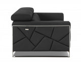 89" Dark Gray Italian Leather Sofa With Silver Legs - Homeroots - Flyclothing LLC