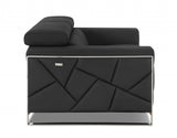 89" Dark Gray Italian Leather Sofa With Silver Legs - Homeroots