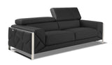 89" Dark Gray Italian Leather Sofa With Silver Legs - Homeroots - Flyclothing LLC