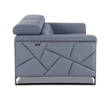 89" Light Blue Italian Leather Sofa With Chrome Legs - Homeroots - Flyclothing LLC