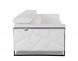 89" White Italian Leather Sofa With Chrome Legs - Homeroots - Flyclothing LLC