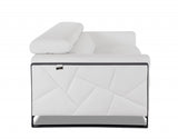 89" White Italian Leather Sofa With Chrome Legs - Homeroots