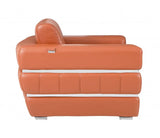 89" Camel Italian Leather Sofa With Silver Legs - Homeroots - Flyclothing LLC