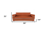 89" Camel Italian Leather Sofa With Silver Legs - Homeroots - Flyclothing LLC
