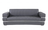 89" Dark Gray Italian Leather Sofa With Silver Legs - Homeroots