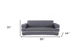 89" Dark Gray Italian Leather Sofa With Silver Legs - Homeroots - Flyclothing LLC