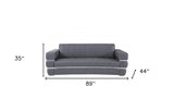 89" Dark Gray Italian Leather Sofa With Silver Legs - Homeroots - Flyclothing LLC