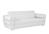 89" White Italian Leather Sofa With Silver Legs - Homeroots