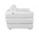 89" White Italian Leather Sofa With Silver Legs - Homeroots - Flyclothing LLC