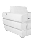 89" White Italian Leather Sofa With Silver Legs - Homeroots - Flyclothing LLC
