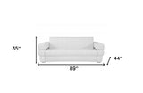 89" White Italian Leather Sofa With Silver Legs - Homeroots - Flyclothing LLC