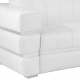 89" White Italian Leather Sofa With Silver Legs - Homeroots - Flyclothing LLC