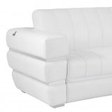 89" White Italian Leather Sofa With Silver Legs - Homeroots - Flyclothing LLC