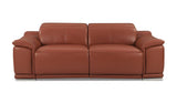 86" Camel Italian Leather USB Reclining Sofa With Silver Legs - Homeroots