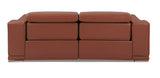 86" Camel Italian Leather USB Reclining Sofa With Silver Legs - Homeroots - Flyclothing LLC