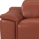 86" Camel Italian Leather USB Reclining Sofa With Silver Legs - Homeroots - Flyclothing LLC