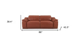 86" Camel Italian Leather USB Reclining Sofa With Silver Legs - Homeroots - Flyclothing LLC