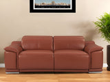 86" Camel Italian Leather USB Reclining Sofa With Silver Legs - Homeroots - Flyclothing LLC