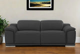 86" Dark Gray Italian Leather USB Reclining Sofa With Silver Legs - Homeroots