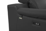 86" Dark Gray Italian Leather USB Reclining Sofa With Silver Legs - Homeroots - Flyclothing LLC
