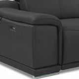 86" Dark Gray Italian Leather USB Reclining Sofa With Silver Legs - Homeroots - Flyclothing LLC
