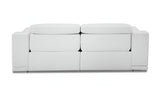 86" White Italian Leather USB Reclining Sofa With Silver Legs - Homeroots - Flyclothing LLC